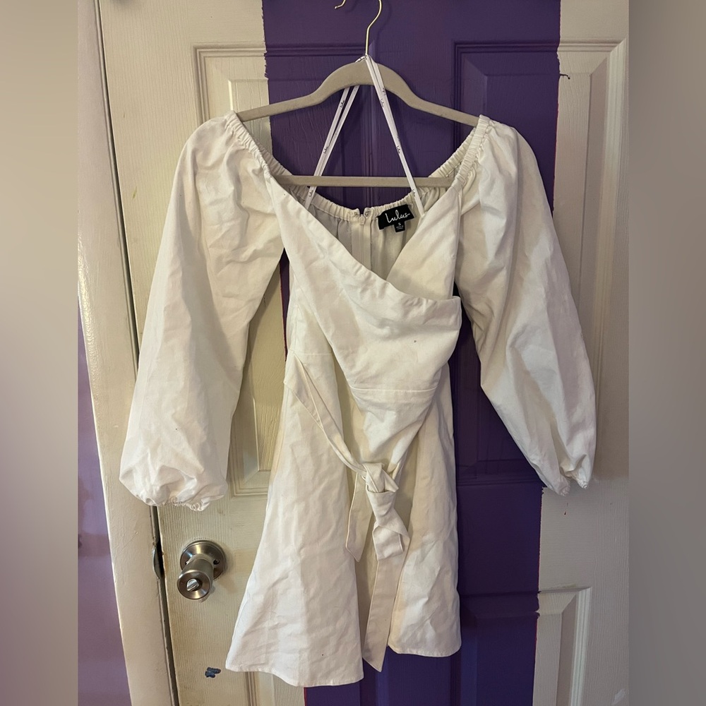 LULUS White mini dress, long sleeve